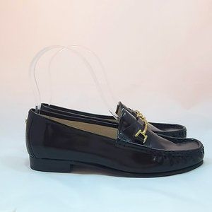Sam Edelman Talia Loafers Driving Shoes Black Patent Bit Buckle Accent NWOB